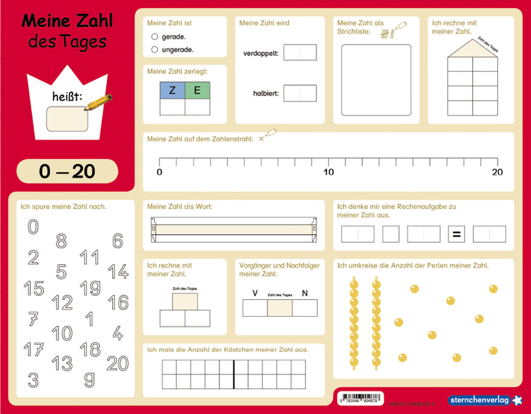 Meine Zahl des Tages 0-10 und 0-20 - wiederbeschreibbare Lerntafel ohne Stift (1 Lerntafel)