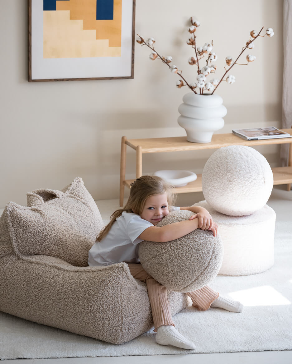 Cream White Pouffe